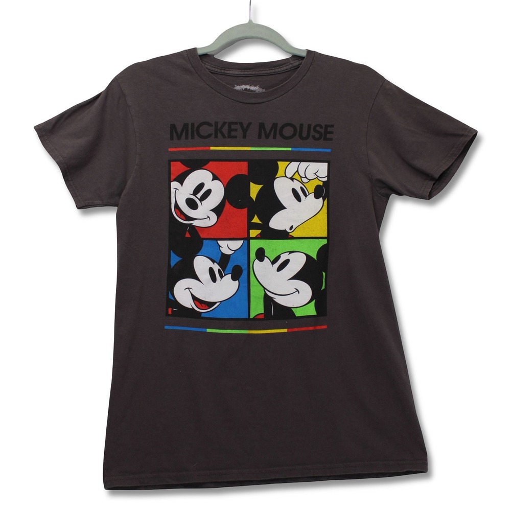Disney Mickey Mouse Pop Art Graphic T-Shirt Womens Medium Gray Excellent